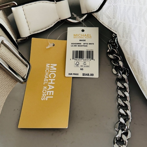 Michael Kors Maisie Large Logo Jacquard 2-in-1 Sling Pack White/Gray NWT - Picture 6 of 6
